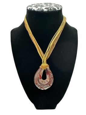 Statement Necklace Red Glass Boho Multi Strand Festive Casual Necklace